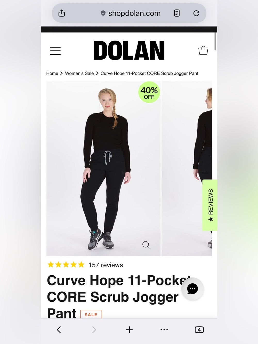 Dolan Black Curve Fit Scrub Pants